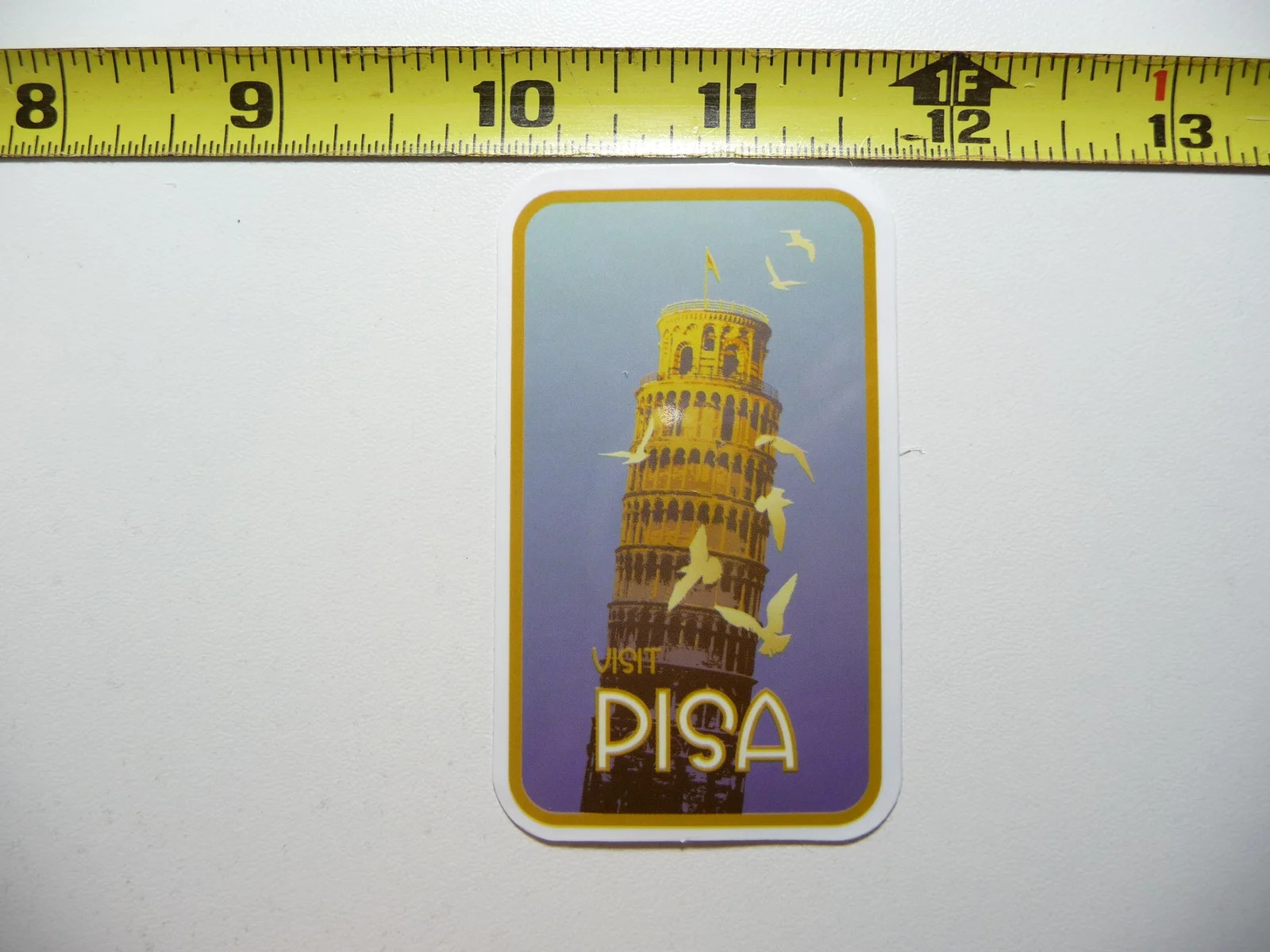 BIRDS FLYING AROUND LEANING TOWER PISA SMALL STICKER DECAL TRAVEL VACATION O