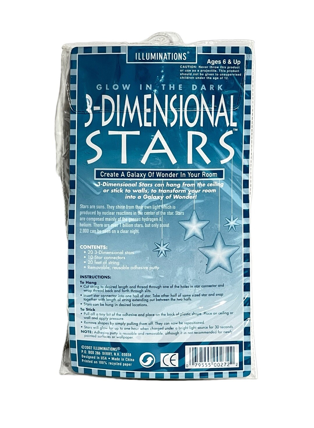 Vintage 2002 NOS Illuminations Glow In The Dark Space Cosmos Wall Art NEW OLD