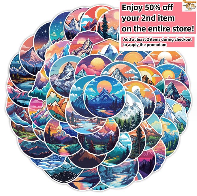 50 Pcs Stickers Snow Mountain Luggage Skateboard Car Phone Laptop Fridge Vinyl