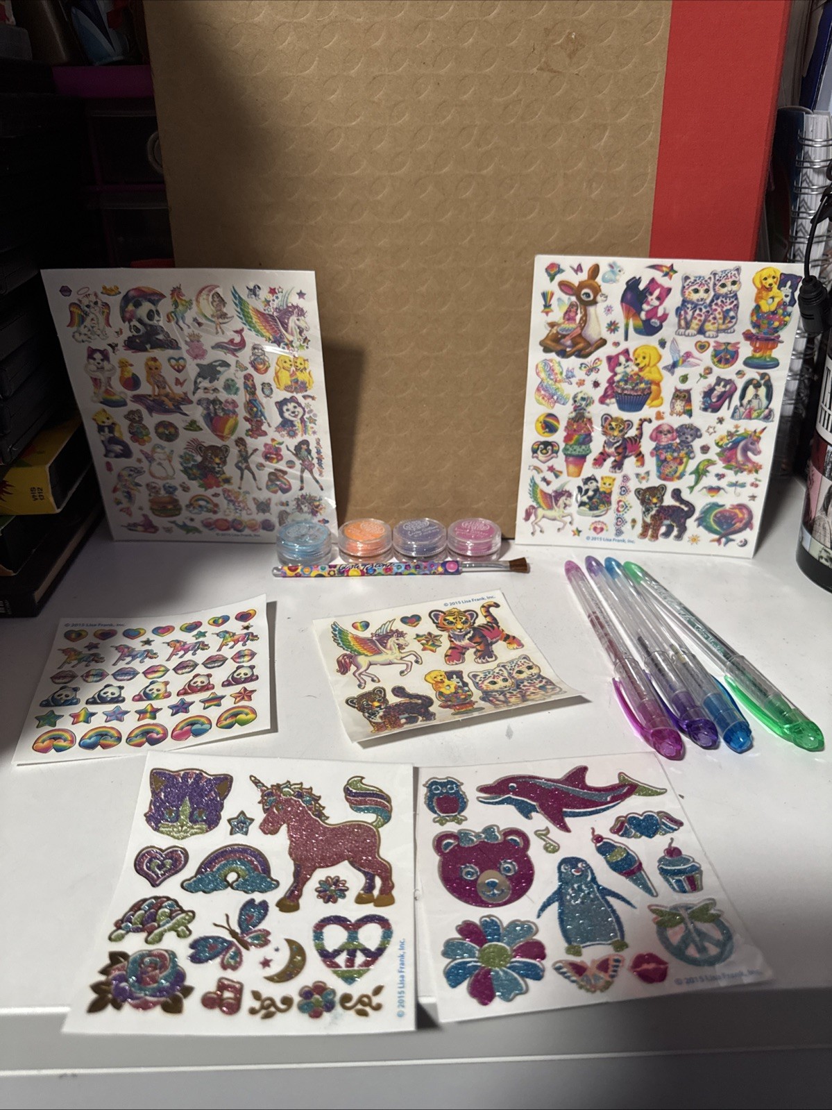 lisa frank temporary tattoos Sheets lot y2k glitter And Lisa Frank Glitter Pens