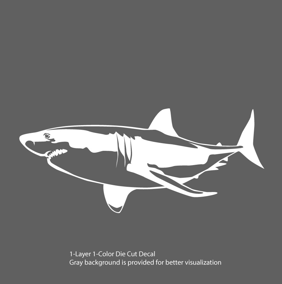 Sea Life – Great White Shark 1 Ocean Diver Car Truck Bumper DieCut Decal Sticker