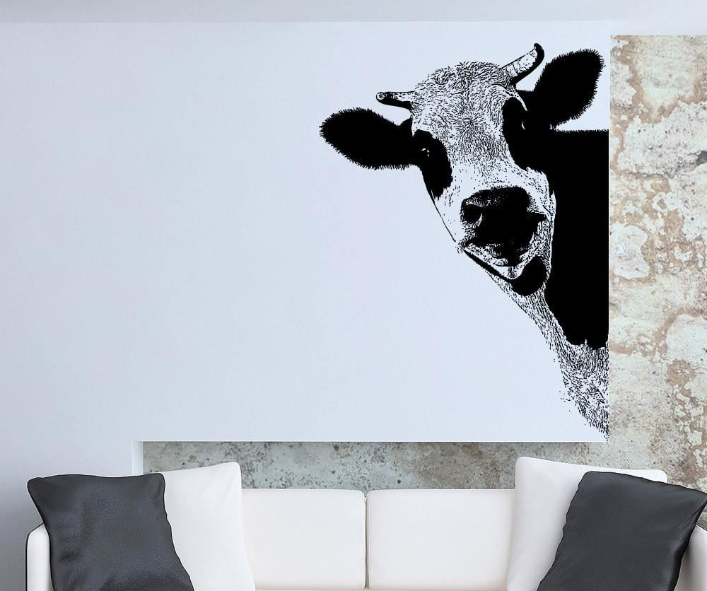 Peeking Cow Wall Decal Sticker for your Kitchen. Dining Room Cow Wall Art. #5476