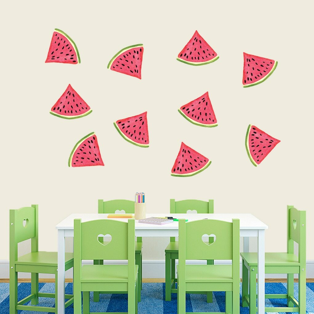 Watermelon Printed Wall Decal Set – Fruit, Food, Summer, Dining Room, Picnic