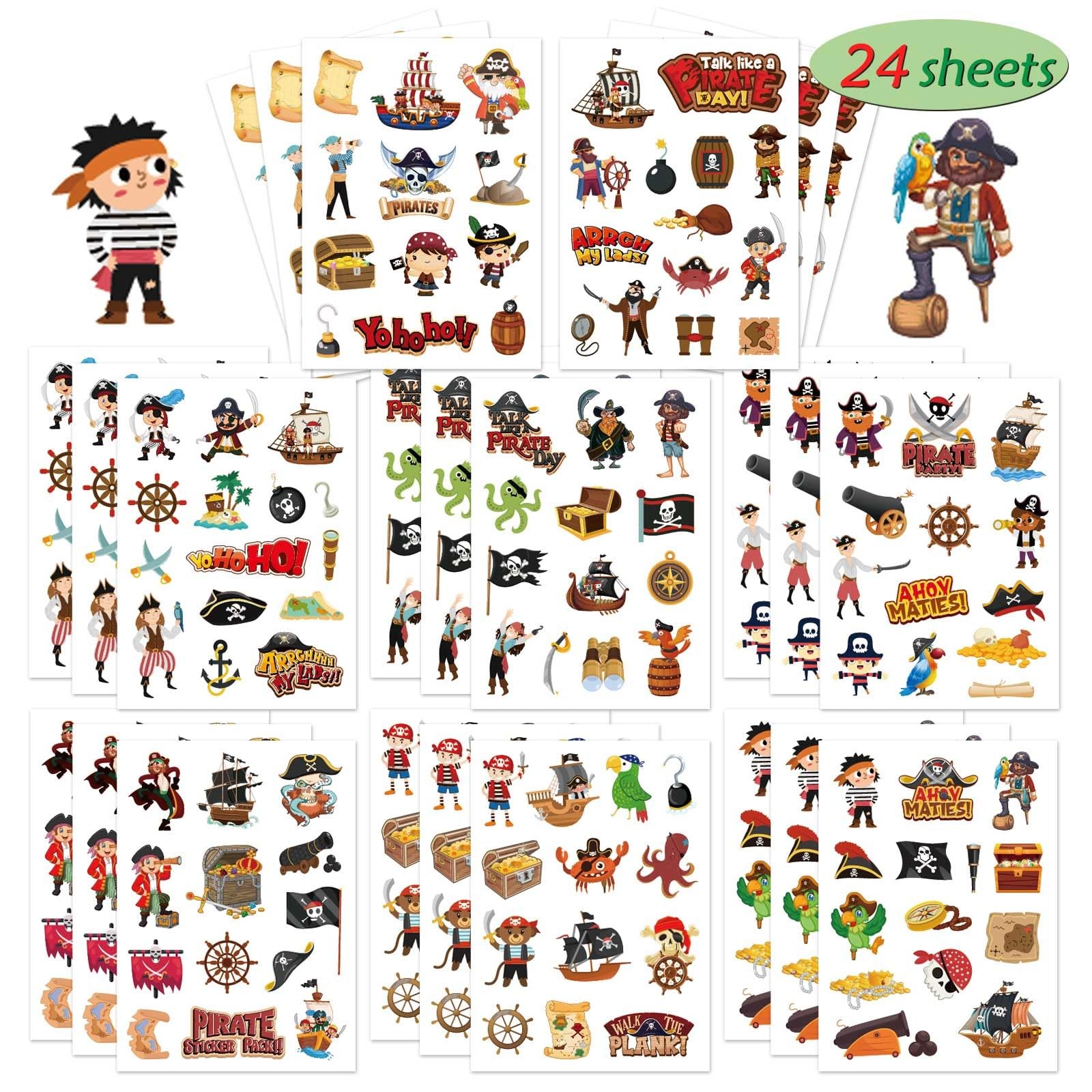 24 Sheets Pirate Stickers, Pirate Themed Stickers Variety Pack for Kids Scrap…