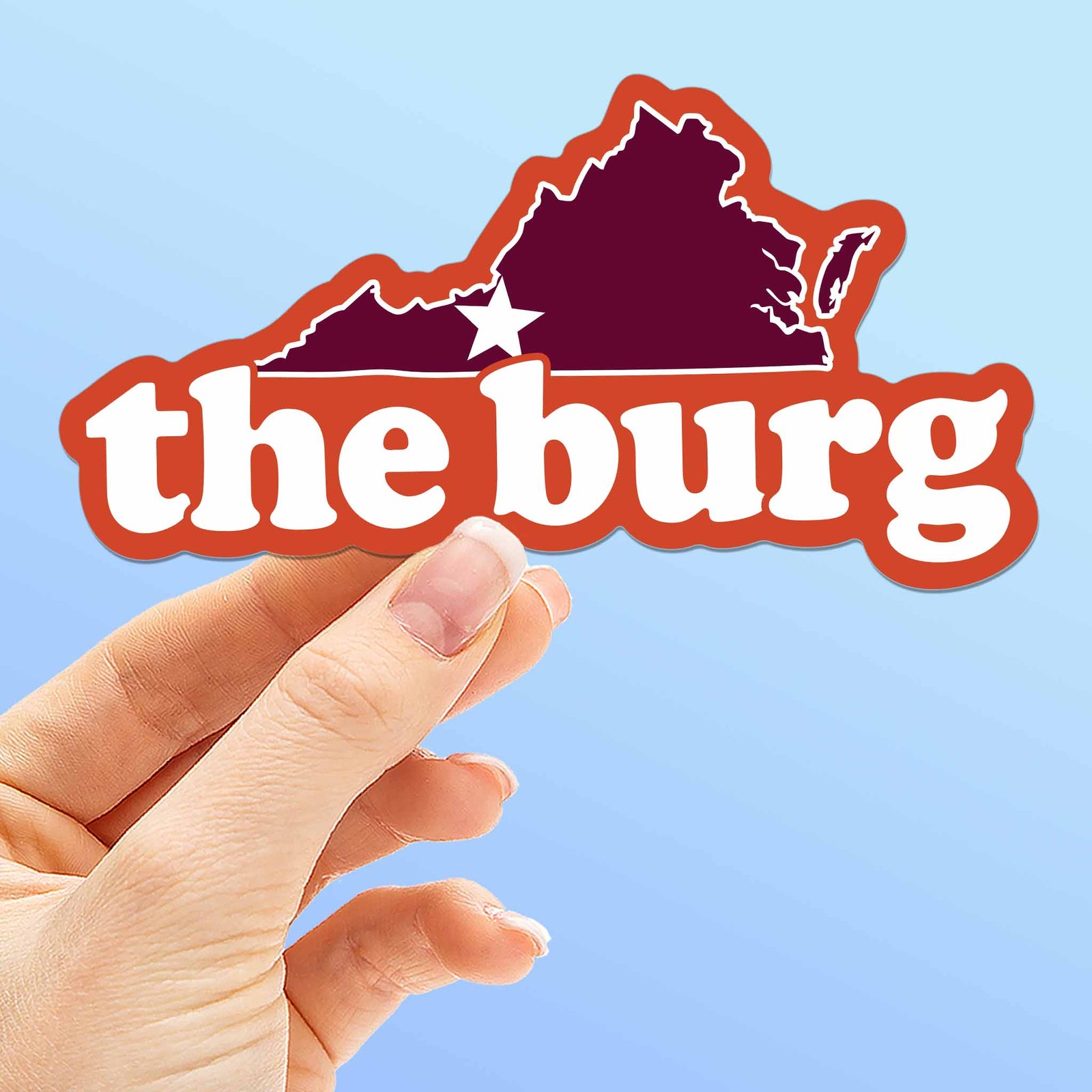 The Burg Virginia Outline Sticker – Cute Blacksburg VA Decal