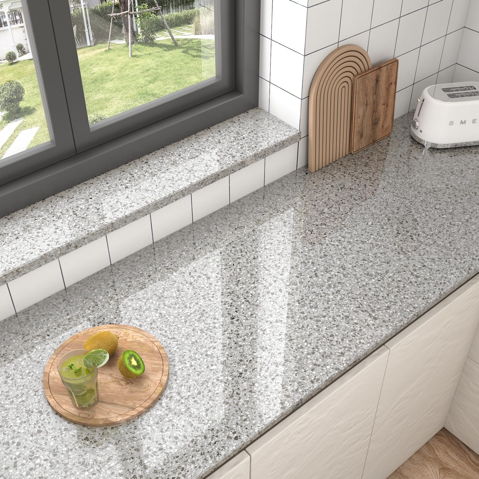 Light Grey Granite Countertop Contact Paper Waterproof Glossy Marble Contact …