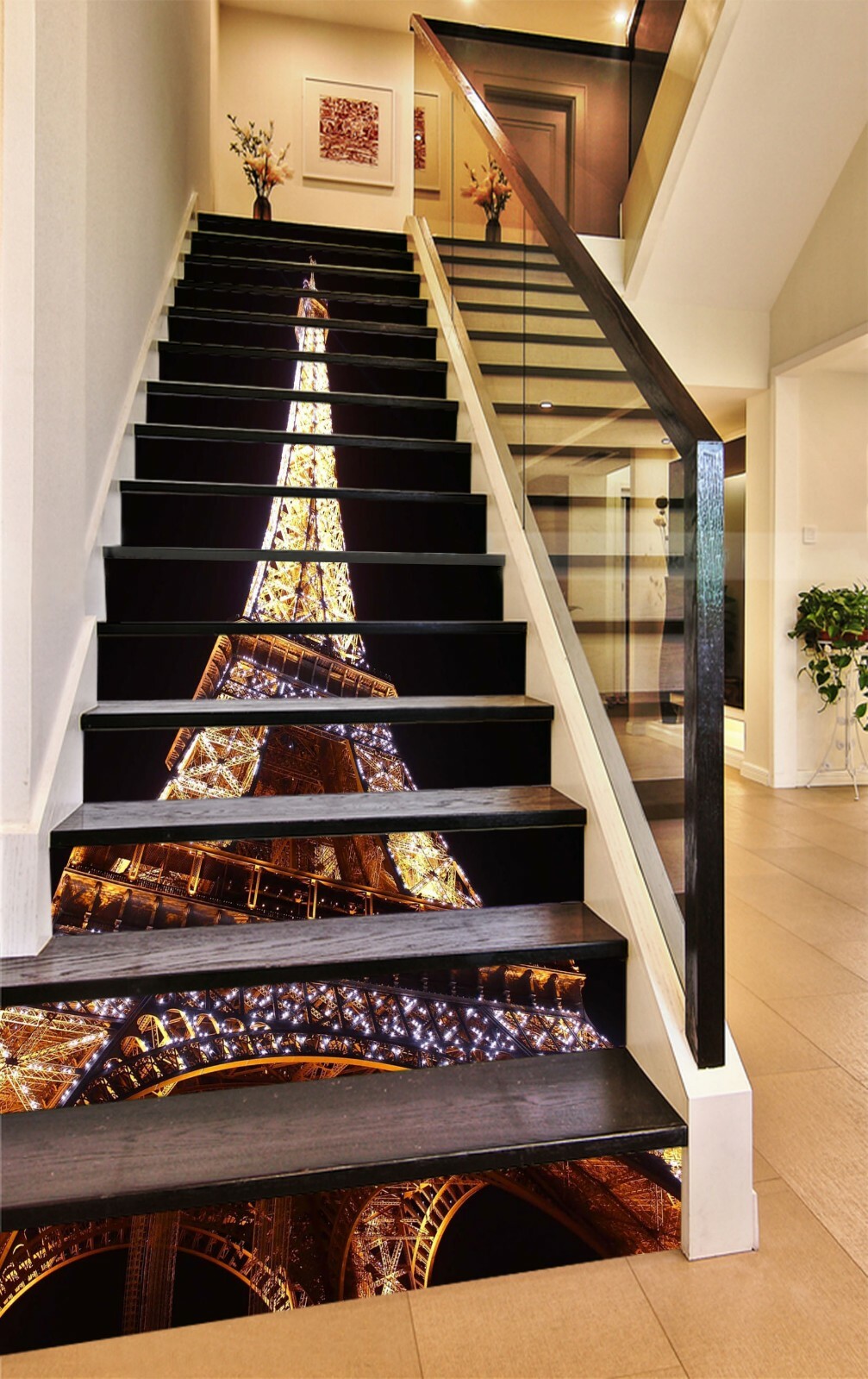3D Eiffel Tower 976NA Stair Risers Decoration Photo Mural Decal Wallpaper Fay