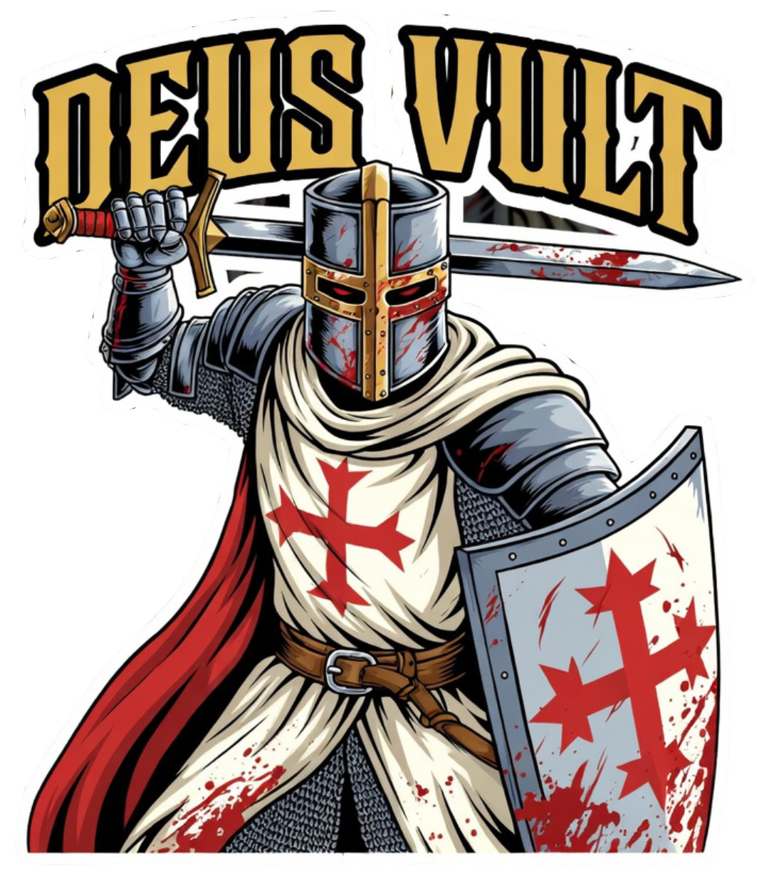 ⚔Crusader Knight Templar "DEUS VULT" GOD WILLS IT 4" Vinyl Sticker Decal! V2🎚👀