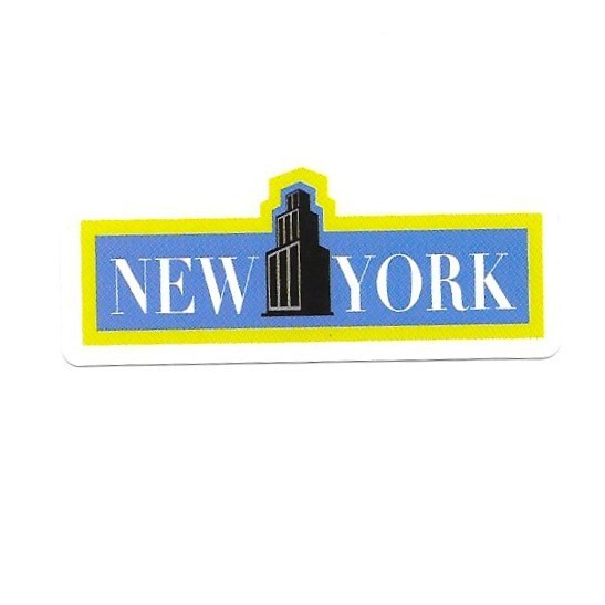 New York City Empire State Building Vinyl Sticker Decal NYC Souvenir Blue Yellow
