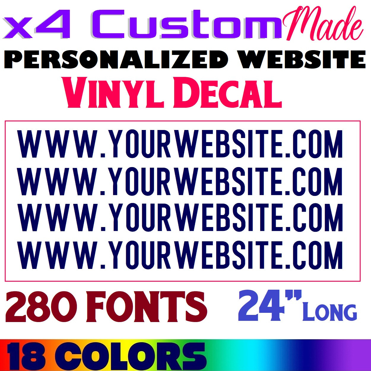 x4 24" Long CUSTOM PERSONALIZED WEBSITE WEB ADDRESS DECAL TEXT STICKER