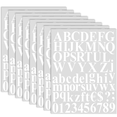8 Sets 536 Pcs Vinyl Letter Number Stickers Alphabet Large Self 1 Inch White