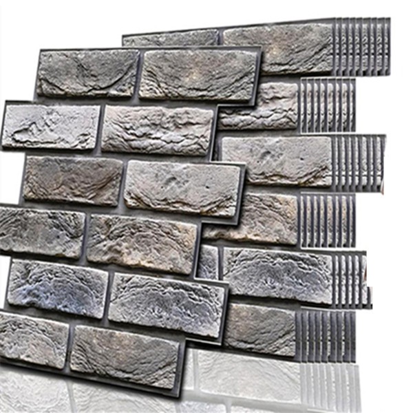 11.8" Grey 10 Pack 3D Brick Wall Panels Faux Stick and Peel Adhesive Wallpaper