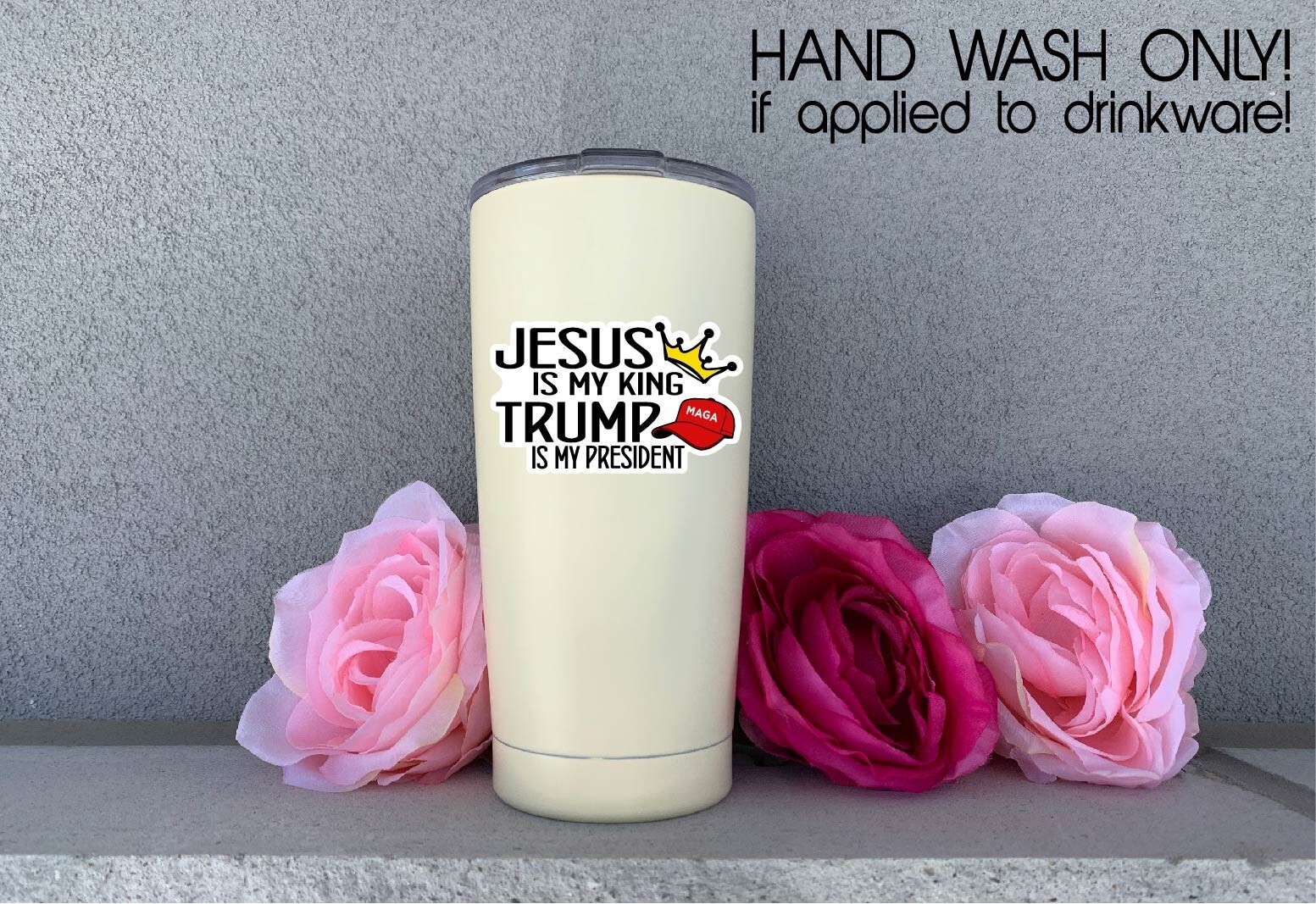 Jesus Is My King Trump President Decal Sticker Crown Red Hat MAGA Political USA
