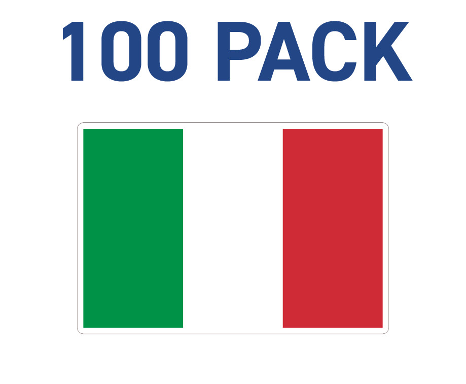 Italy Flag Stripe Vinyl Decal – Wholesale Lot of 100 – 3×2”