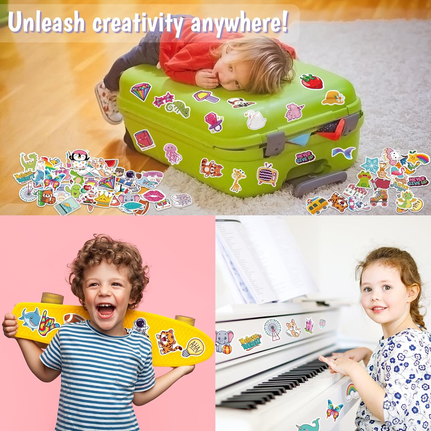 300 PCS Cute Stickers for Kids,Kawaii Water Bottle Sticker Pack for Teens,Waterp
