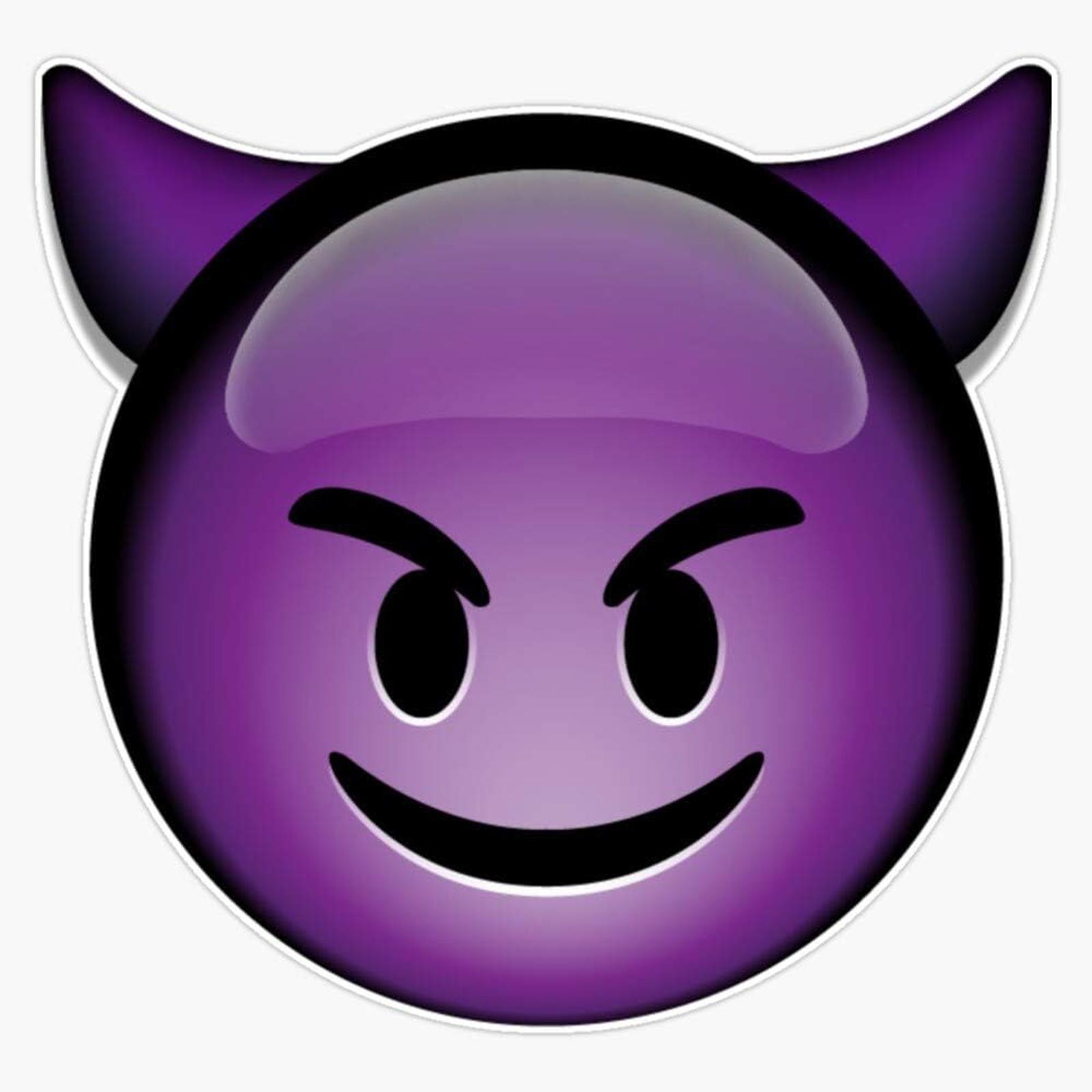 Smiling Purple Devil Emoji Decal Bumper Sticker 5" inch