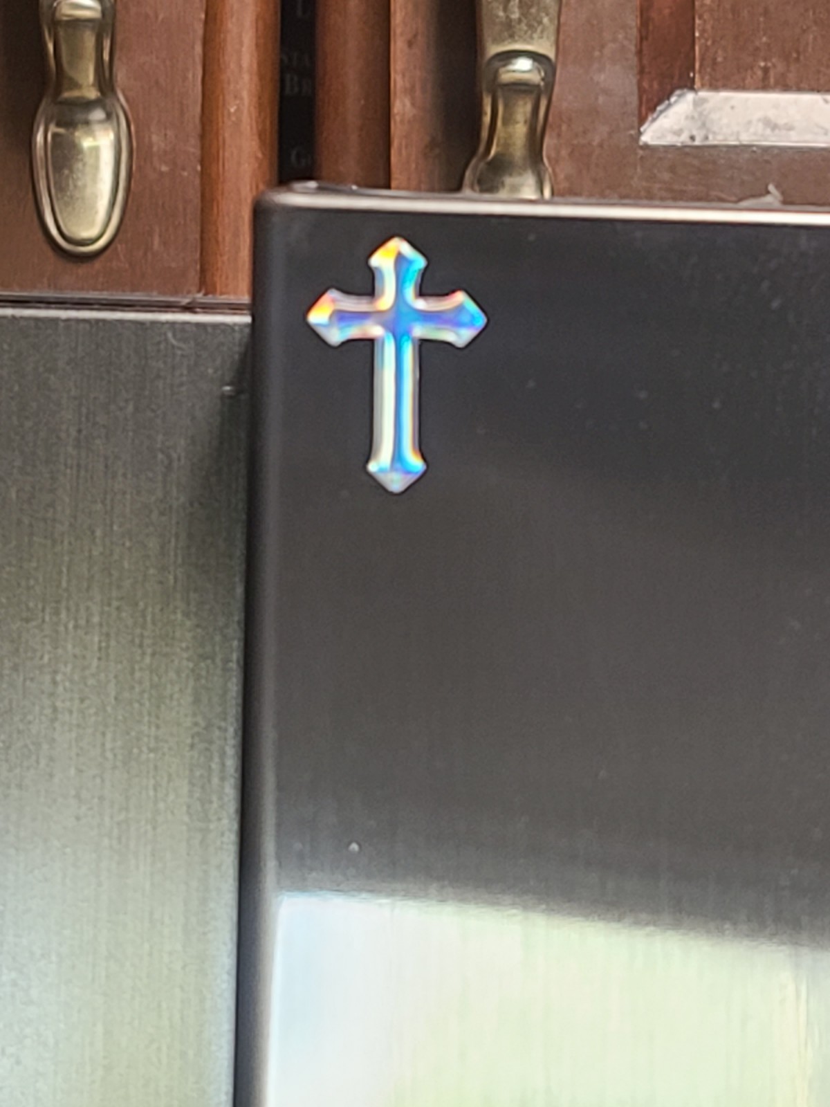 Holographic Religious Resin Cross Mini Decal Stickers Oil Slick Shine (1-inch)