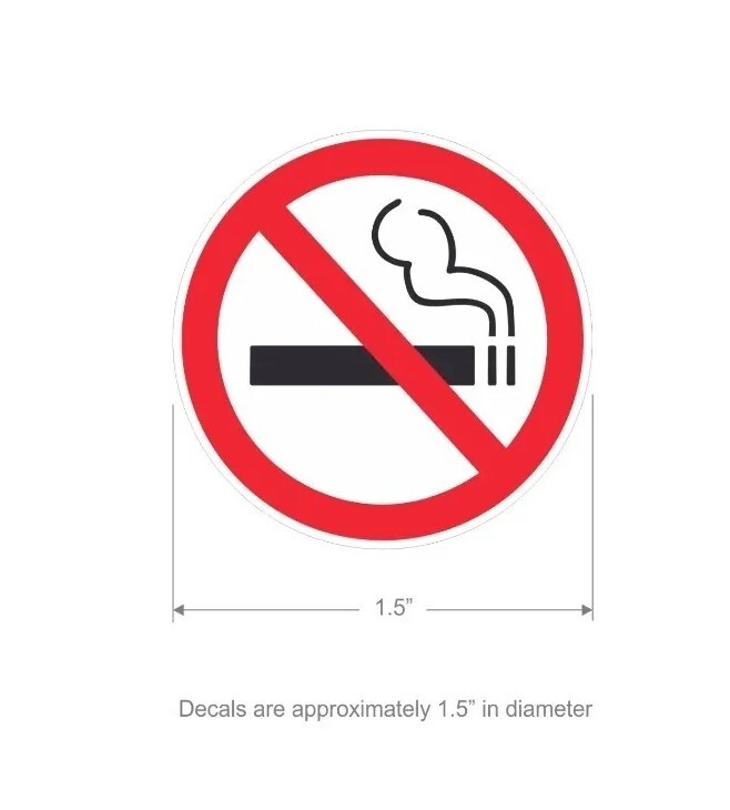 No Smoking Stickers 50 Pack – Dia 1.5" X 1.5"