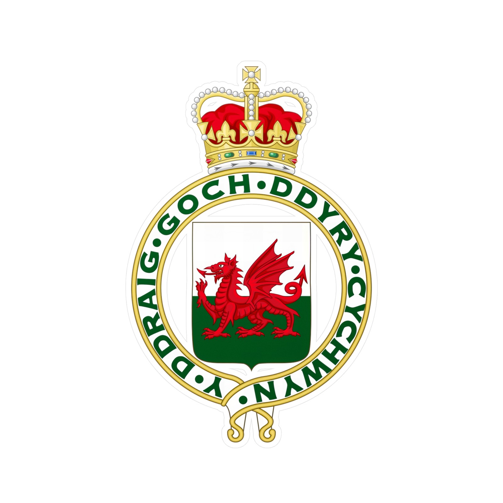 Principality of Wales ,Flag, Welsh Dragon, Royal Badge, Flag Sticker Decals