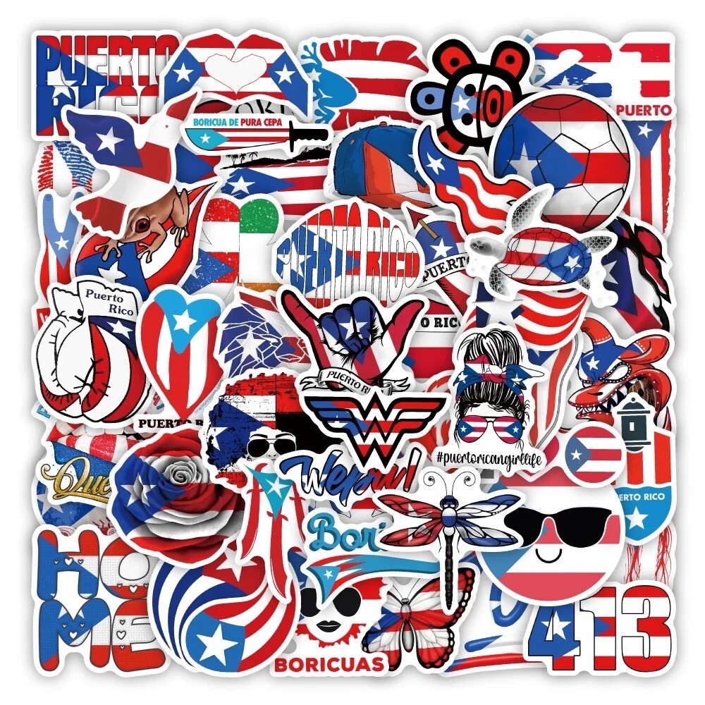 50 PCS Puerto Rico Stickers Car Truck Decals Laptop PR 413 Pride Free Shipping