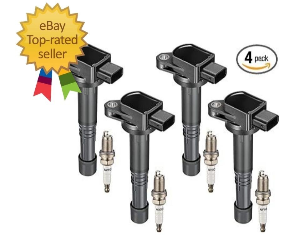 Ignition Coil Pack and Iridium Spark Plugs Compatible with Acura RSX Honda Accor