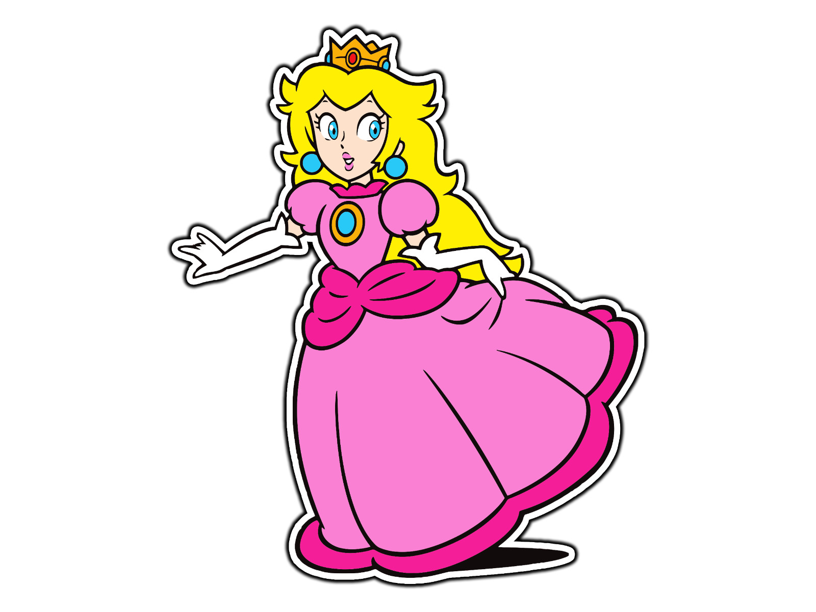 Princess Peach Running 2D Waterproof Vinyl Sticker Decal Die-Cut