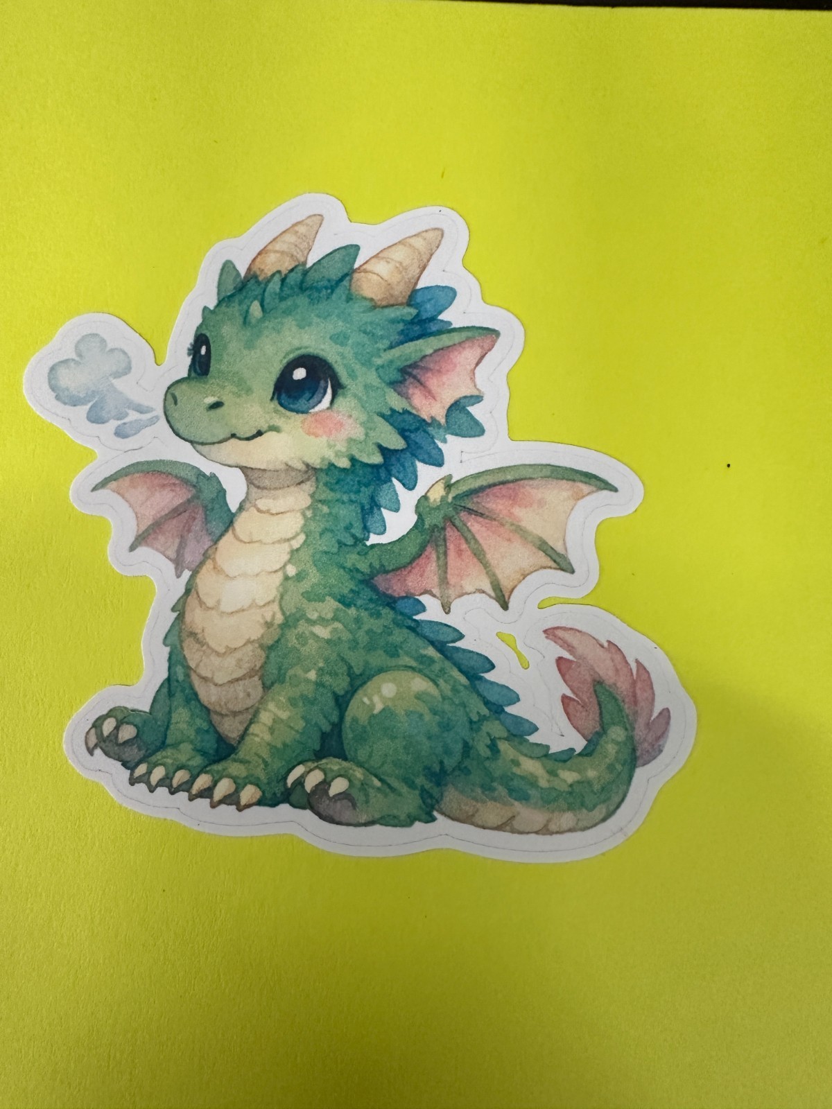 3 inch Green Baby Dragon Watercolor Sticker – Cute Fantasy Vinyl Decal