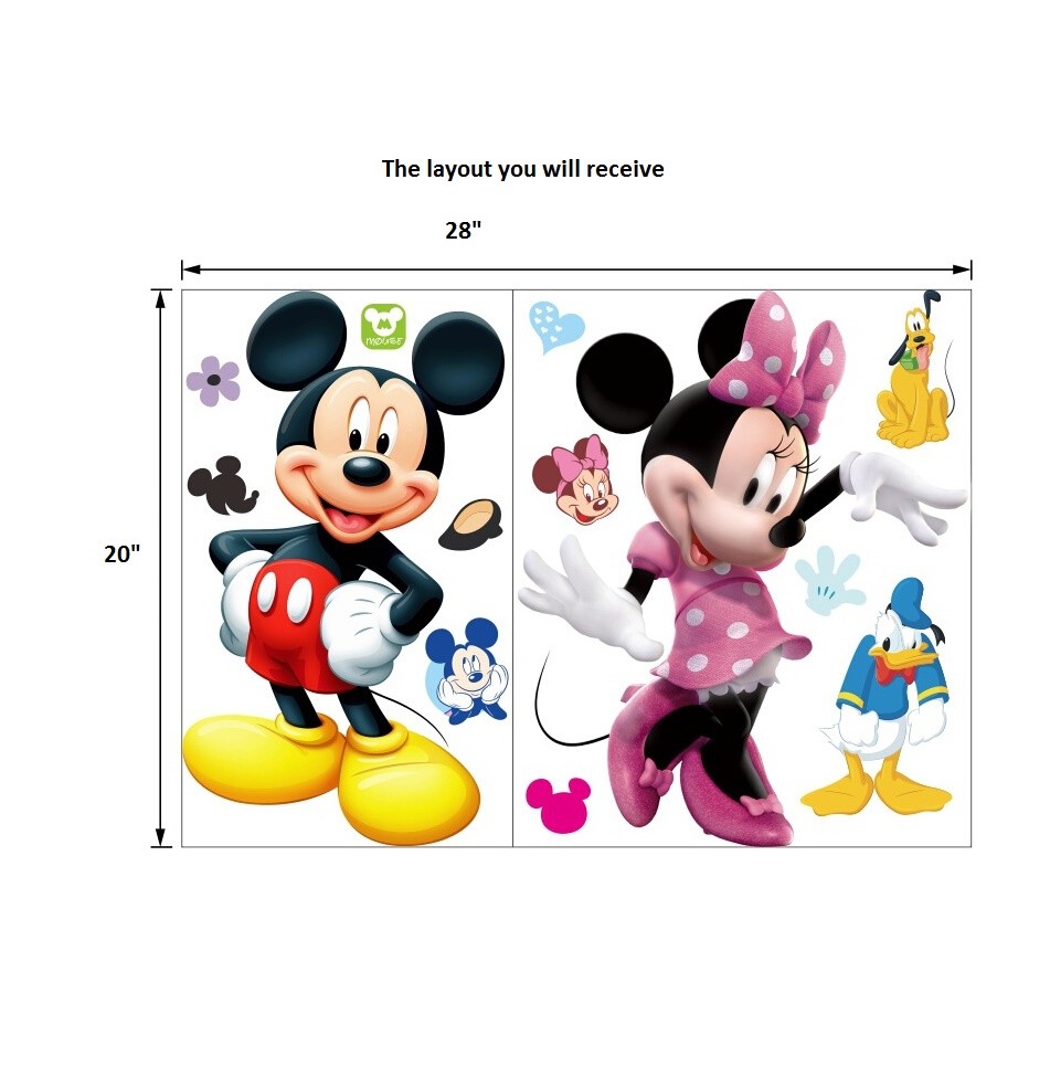 Disney 19" mickey & minnie mouse Removable Wall Stickers Decal Kids Home Decor
