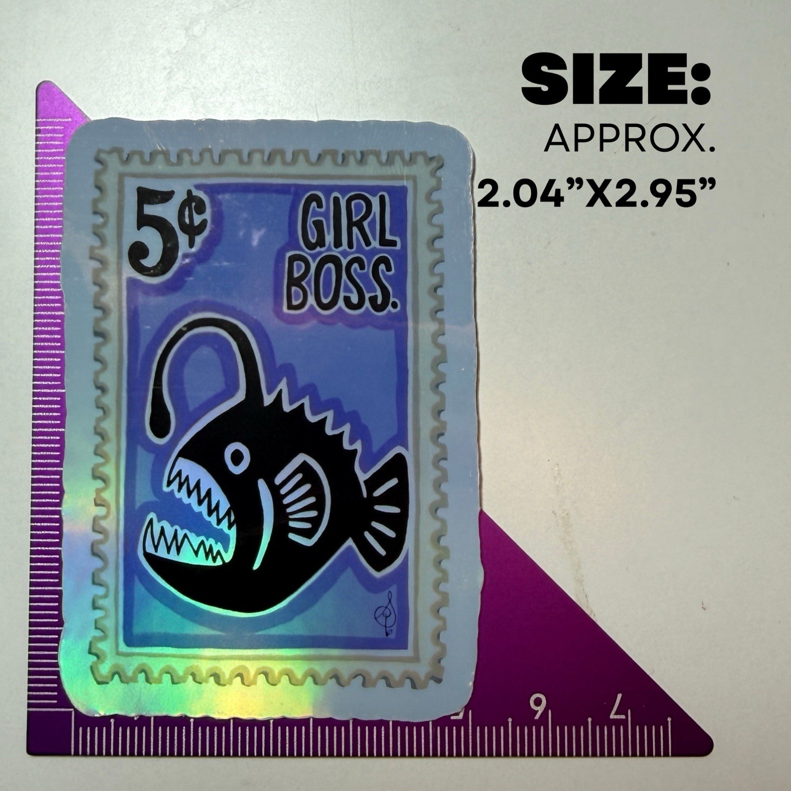 Girl Boss Anglerfish Vinyl Sticker | 3" | Original Art by Sara Rose