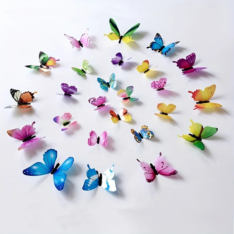 New 12Pcs 3D Luminous Butterfly Wall Sticker DIY Home Decor Modern Art