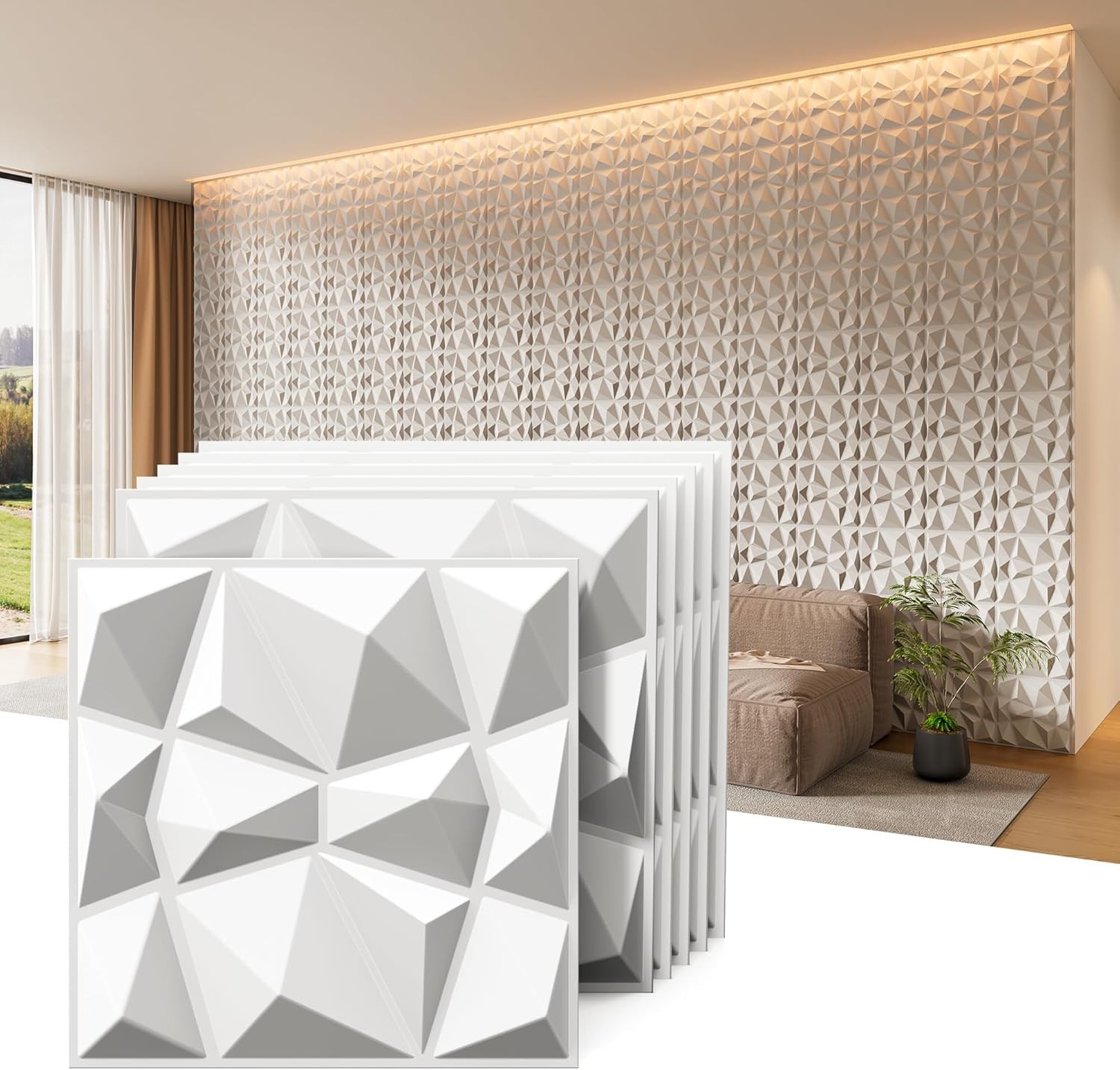 3D Wall Panels 33 Pack 12 x 12 Inch Decorative Wall Panels PVC Accent Wall