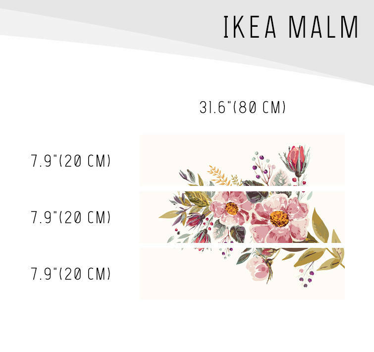 IKEA MALM dresser vintage field flowers Removable sticker for furniture