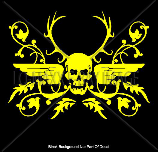 Antler Skull Awesome Ornate Graphic Design Superior Quality Die Cut Vinyl Decal