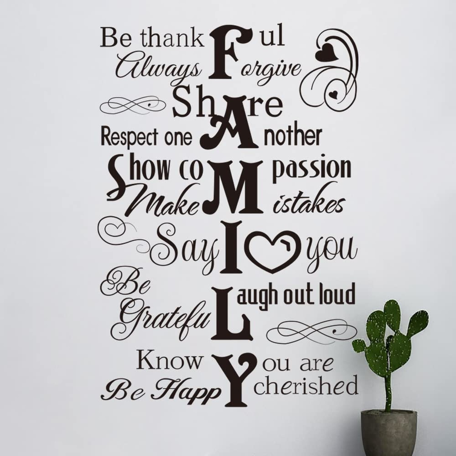 Runtoo Family Saying Wall Art Stickers Inspirational Quotes Wall Decals Livin…