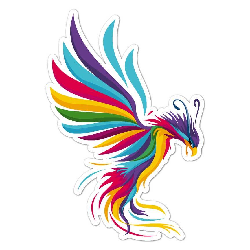 Rainbow Phoenix, Vinyl Decal Sticker, Indoor Outdoor, 3 Sizes, #8034