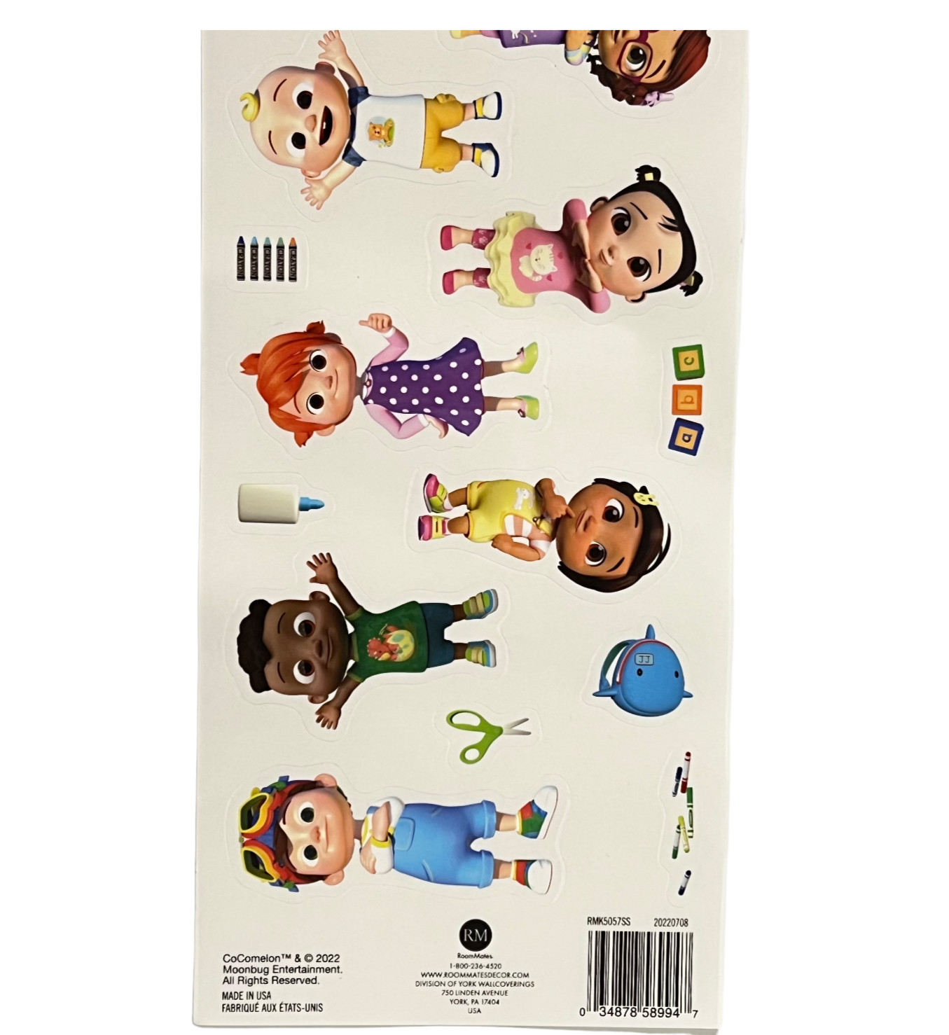 Cocomelon 16 Wall Decals Removable Moonbug JJ TomTom Yoyo Cody 3-4" Tall