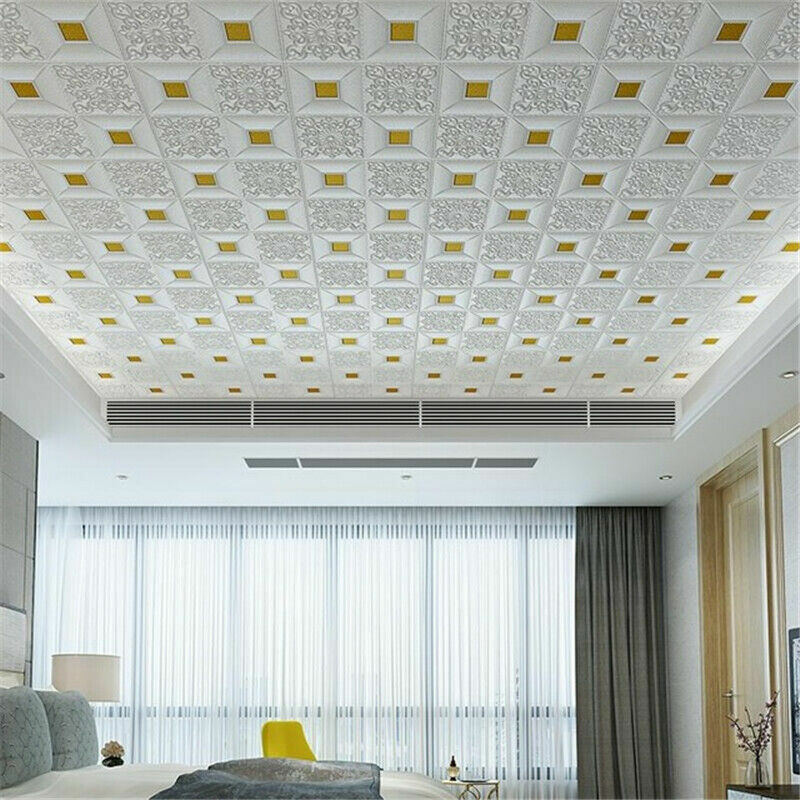 10Pcs 3D Wall Panels Self-adhesive Tile Brick Sticker Waterproof Foam Wallpaper