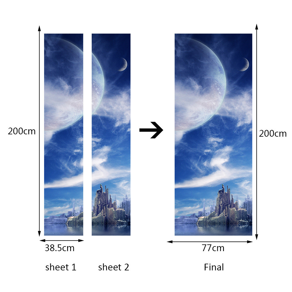 3D Door Wall Fridge Sticker Decals Waterproof Adhesive Scene Mural Home Decor