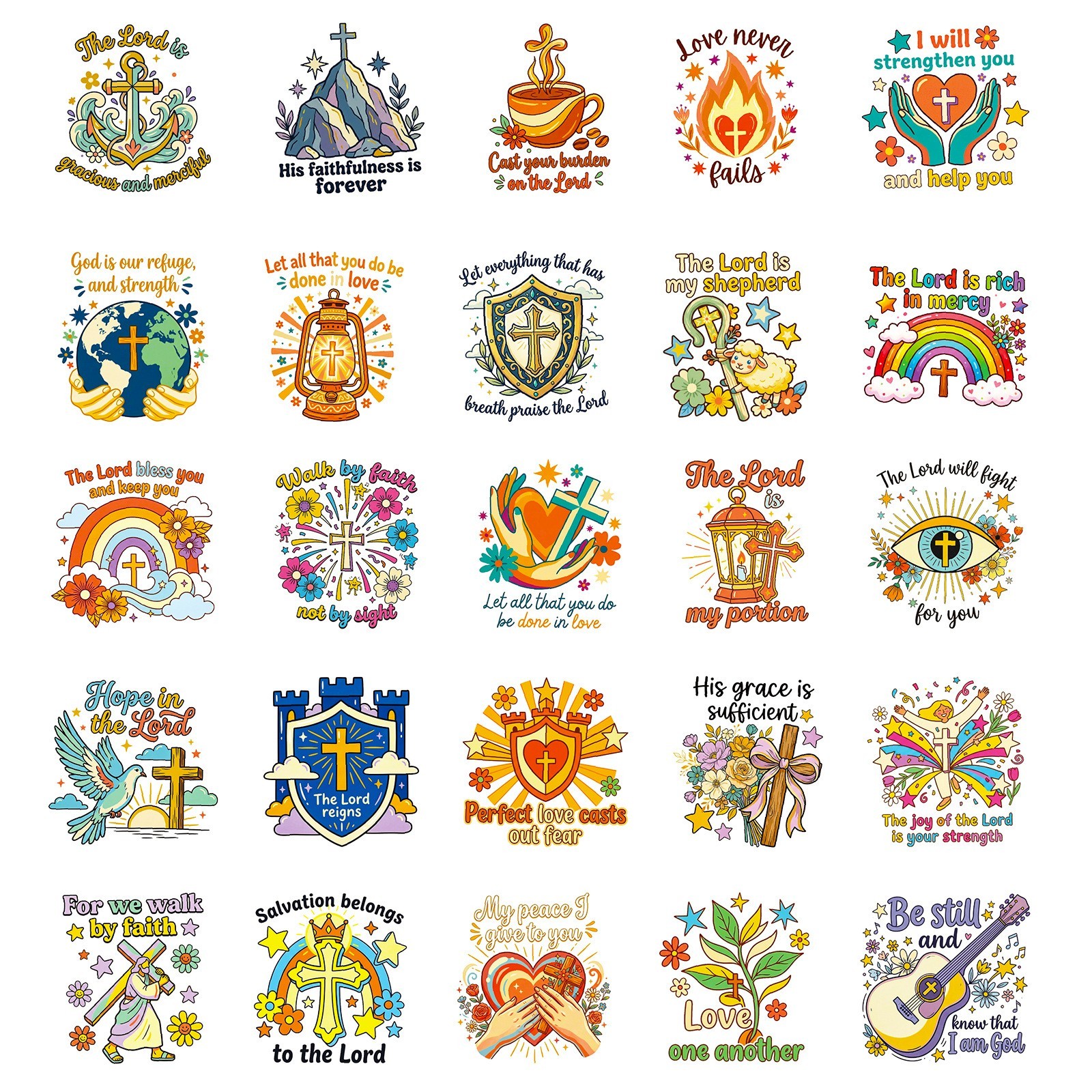 56PCS Christian Jesus Faith Stickers Waterproof PVC Bible Quote Vinyl Decals