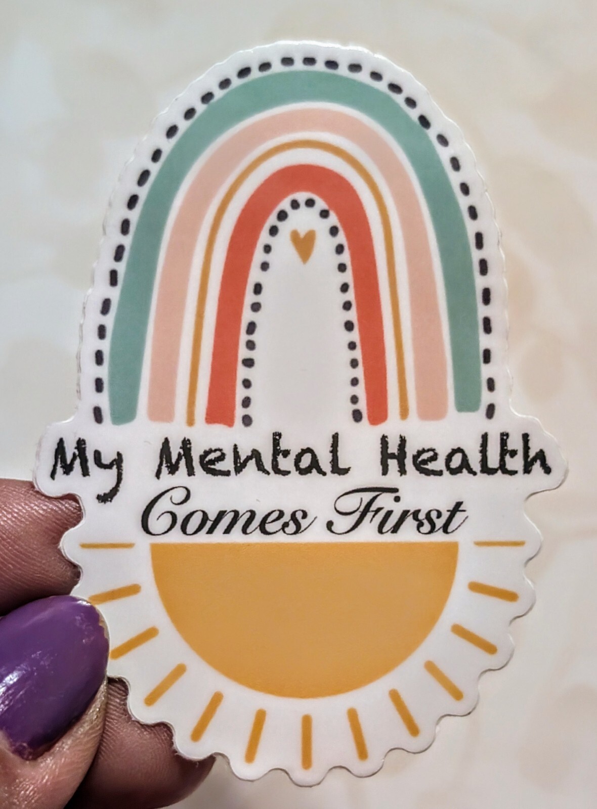 My Mental Health Comes First Vinyl Sticker Rainbow Tumbler Decal