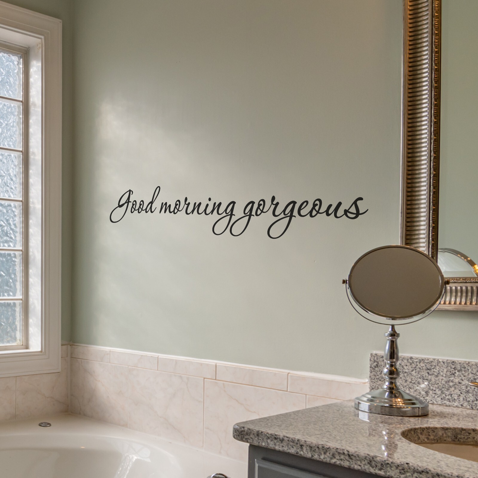 Good morning gorgeous wall decal love quote sticker bedroom bathroom 22×4 inches