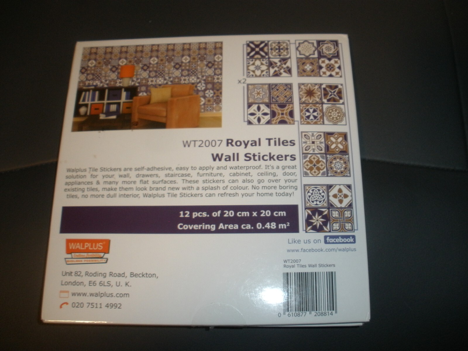 NEW but opened Royal Tiles Wall Stickers WT2007 12 Tiles 20 cm x 20 cm (SU106)
