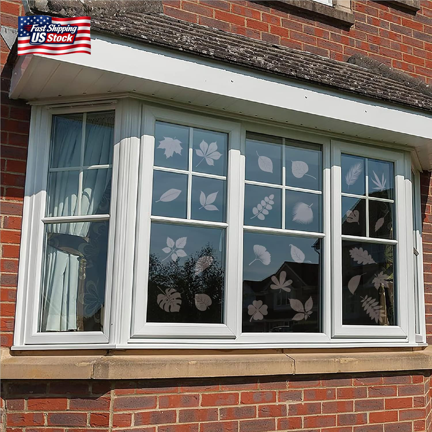 FINGOOO Window Decals for Bird Strikes,52 Pieces Large Leaf Shape anti Collision