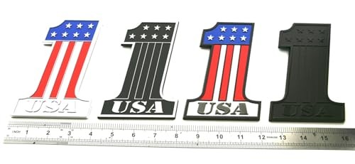USA #1 Emblem American Flag Number One Badge United States Patriotic Chrome Red