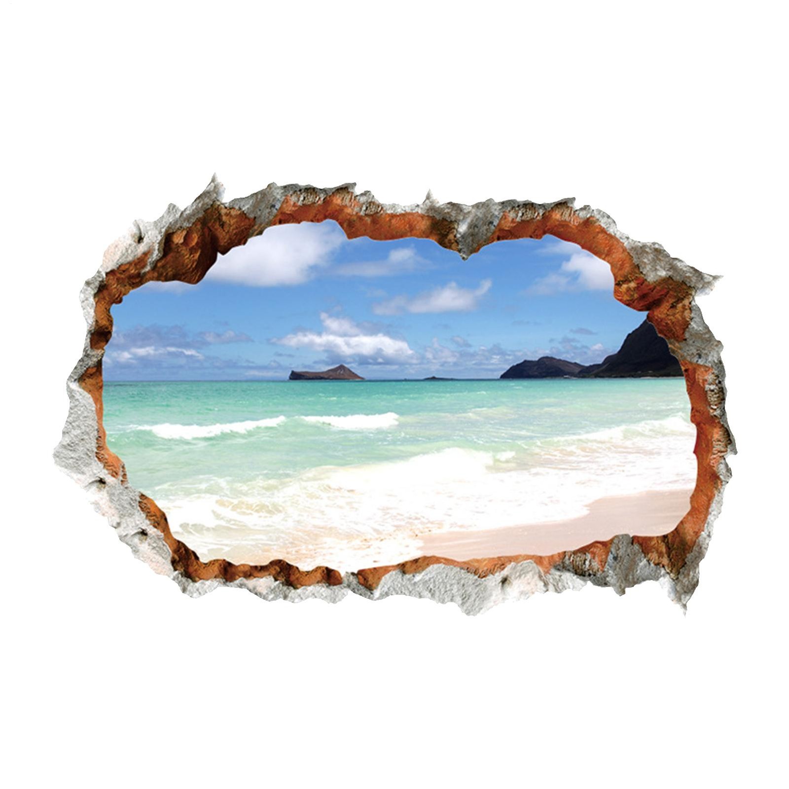 Window View Wall Sticker Poster Decal Adhesive Broken Hole Wall Mural Decorative