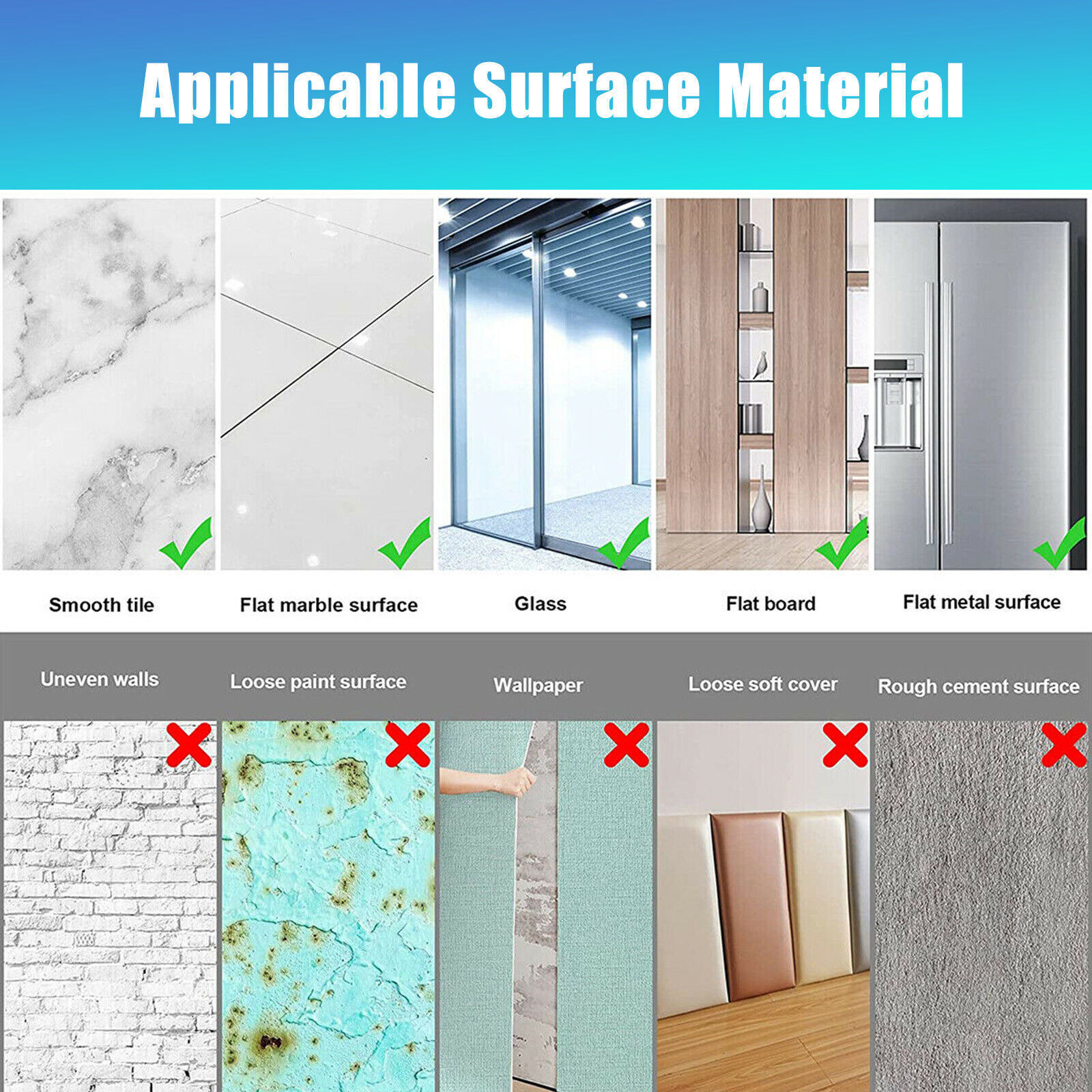 Mirror Tile Reflective Wall Stickers Self Adhesive Film Paper Kitchen Home Decor