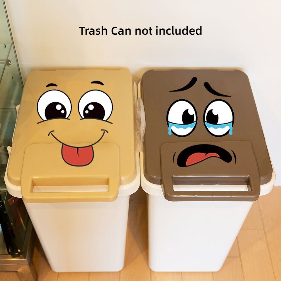 Lightweight Stable Quick-Install 4PCS Cartoon Face Stickers for Wall Toilet Home