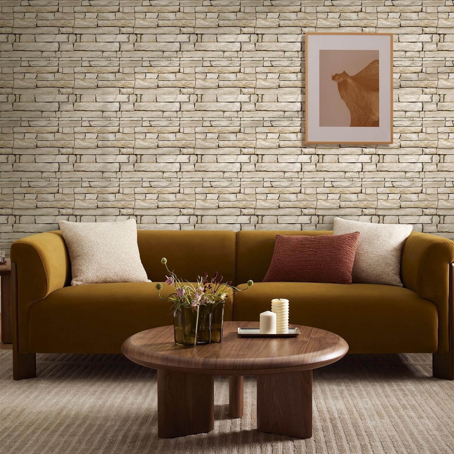 3D Peel and Stick Faux Stone Wall Panels 11.8" x 11.8" 10-Pack, Stone-Look Wall