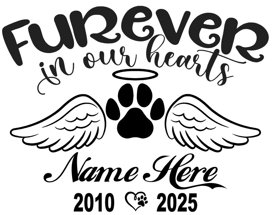 Pet Memorial Decal Personalized Dog Paw Heart Forever Loved Vinyl Sticker #05