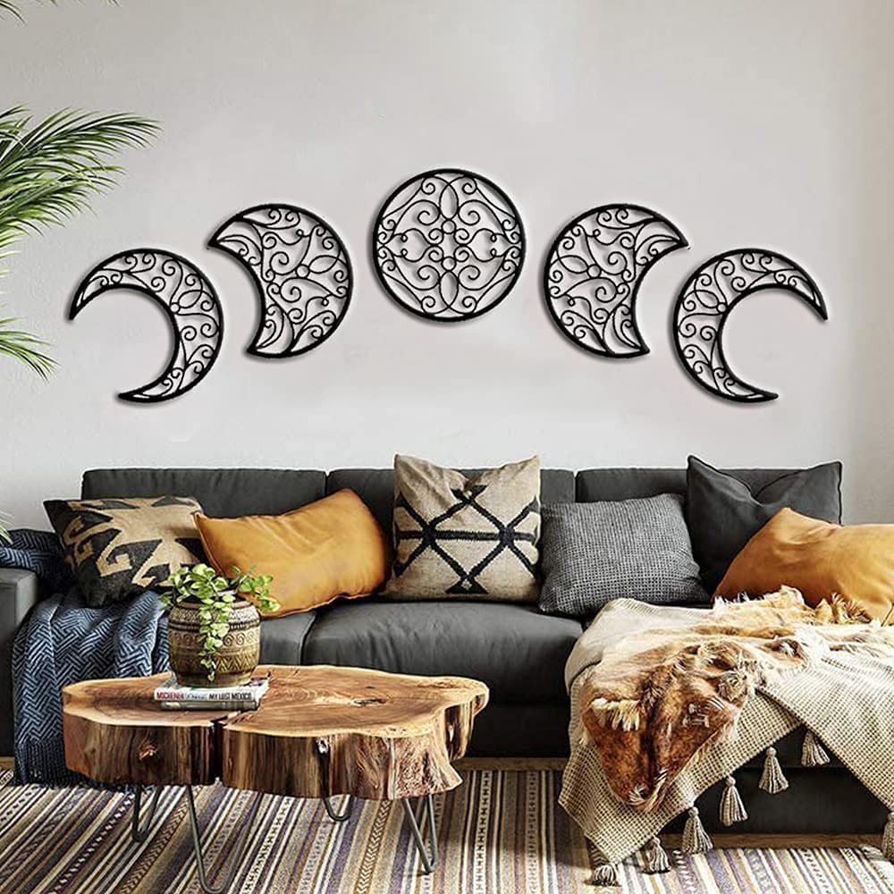 Moon Wall Decoration, Moon Phase Wall Art Decoration Hanging (5 Pieces) Nordi…